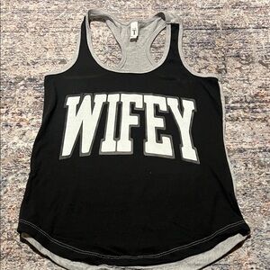Black and Gray 'Wifey' Tank Top w/call-out